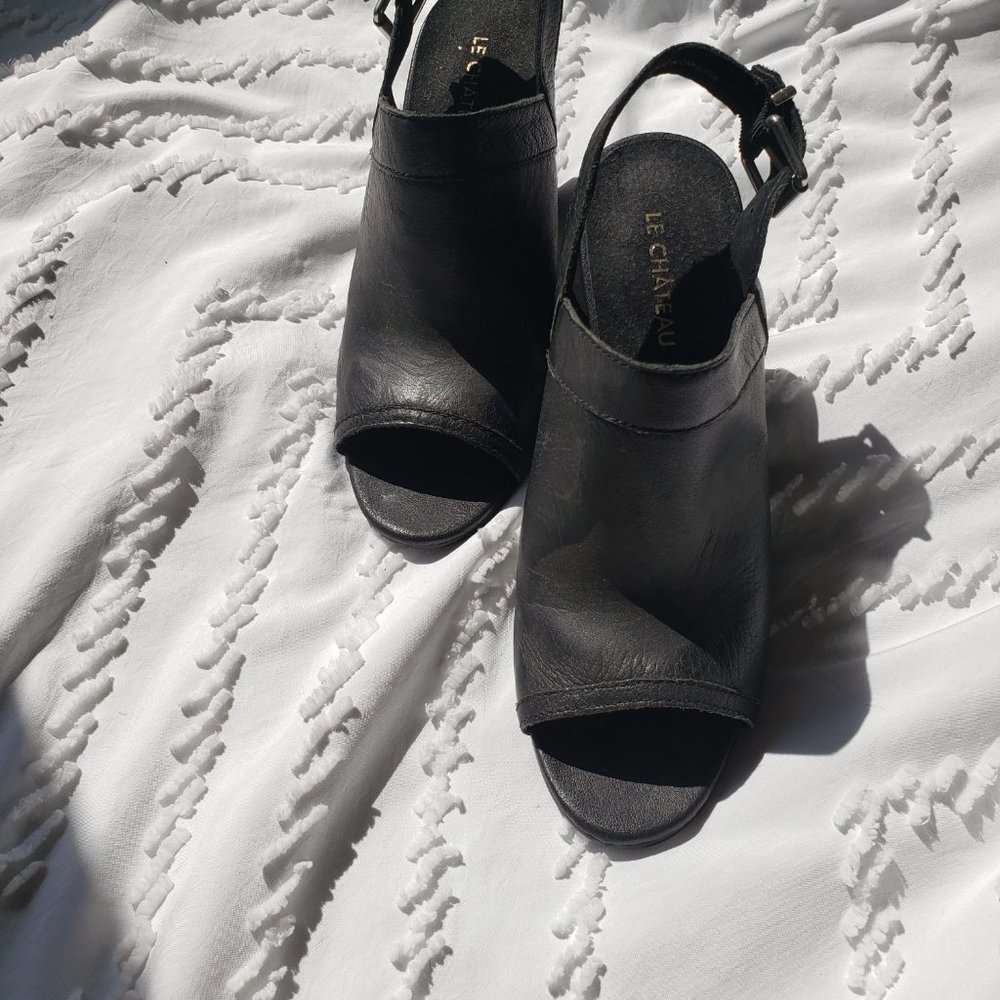 Le Chateau Genuine Leather Slingbacks Size 8 - Picture 3 of 4